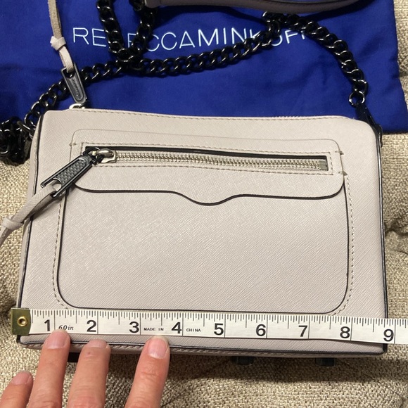 Sale! Rebecca Minkoff light gray crossbody bag with chain strap and tassels. - Picture 16 of 16